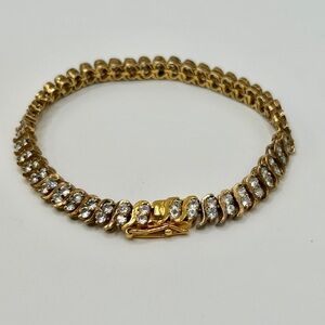 Vintage Designer Gold Vermeil Sterling Tennis Bracelet